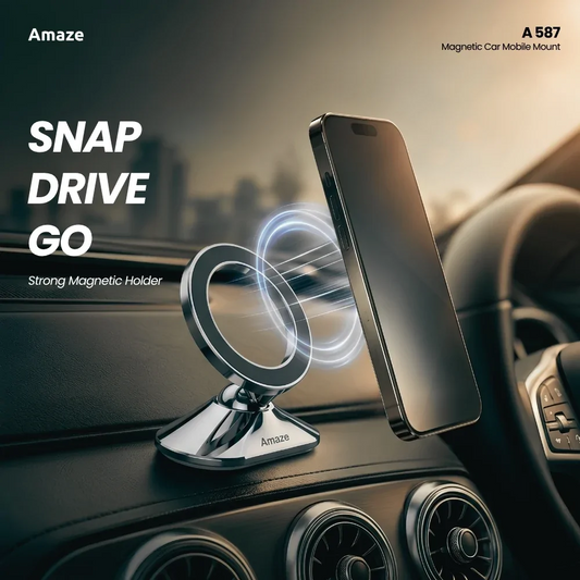 Amaze A587 Zinc Alloy Magnetic Car Mobile Holder – 360° Rotation
