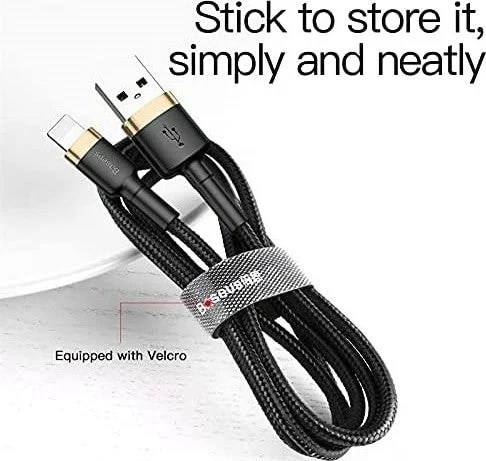 Baseus Cafule Cable USB For iPhone 2.4A 1m Gold + Black in pakistan