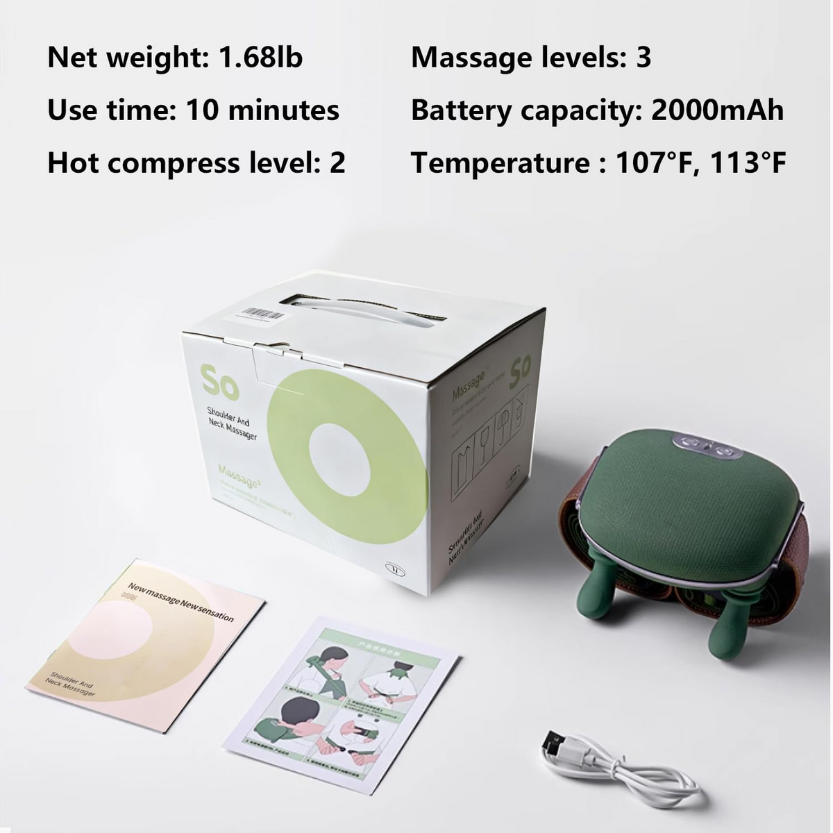 Neck Massager with Heat for Neck, Back & Shoulders – Green