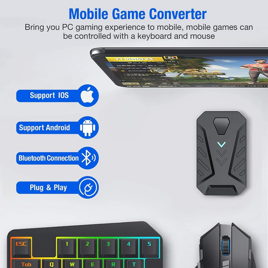 Gaming Wireless Bluetooth 5-in-1 Keyboard and Mouse Combo for Mobile & Tablet