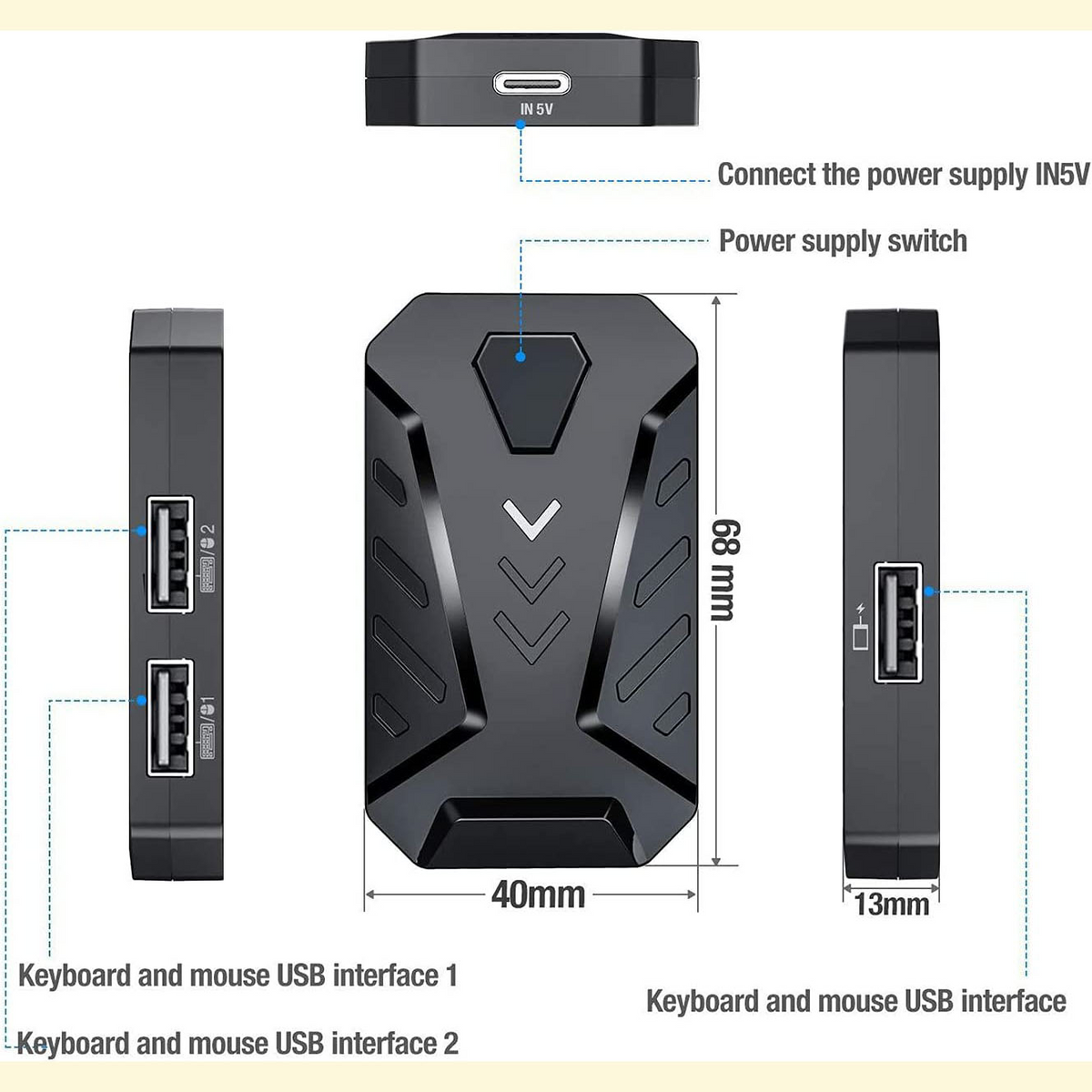 Gaming Wireless Bluetooth 5-in-1 Keyboard and Mouse Combo for Mobile & Tablet