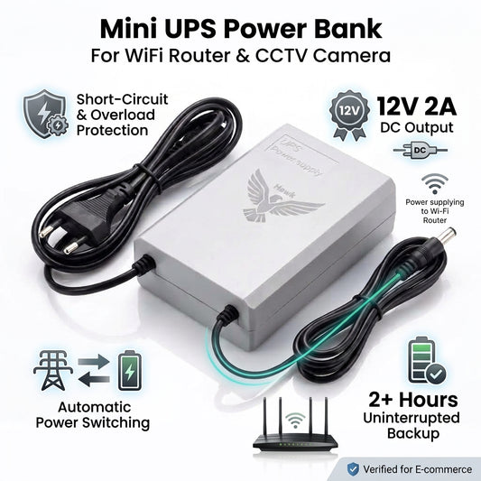 Mini UPS Power Bank for Wi-Fi Router & CCTV Camera | 12V 2A Continuous Power