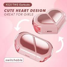 K520 Ultra-Mini Wireless TWS Earbuds with Rotating Heart-Shaped Case