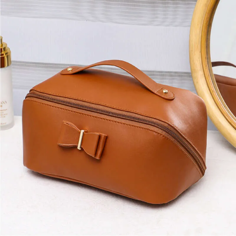 Multifunctional Portable Large Capacity Travel Cosmetic Bag with Handle – Butterfly Knot Design