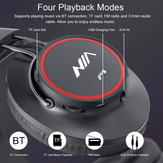 NIA S3000 Wireless Bluetooth Headphones – Over-Ear Stereo Headset with Mic