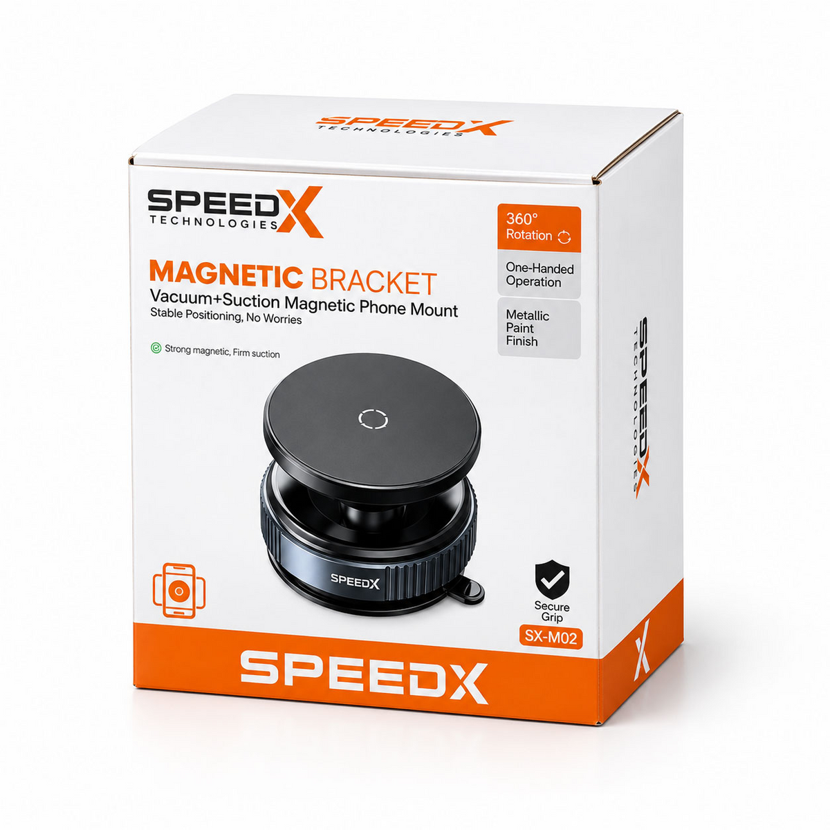 Speed-X SX-M02 Magnetic Car Phone Holder – Vacuum Suction & 360° Adjustable