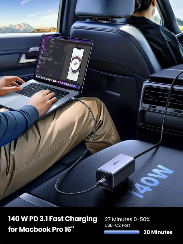 UGREEN 35027 150W USB C Car Charger – 4-Port Fast Car Charger