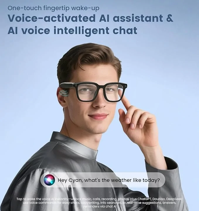 AI Smart Camera Glasses 1080P HD with Bluetooth, Voice Control & Hands-Free Video Recording