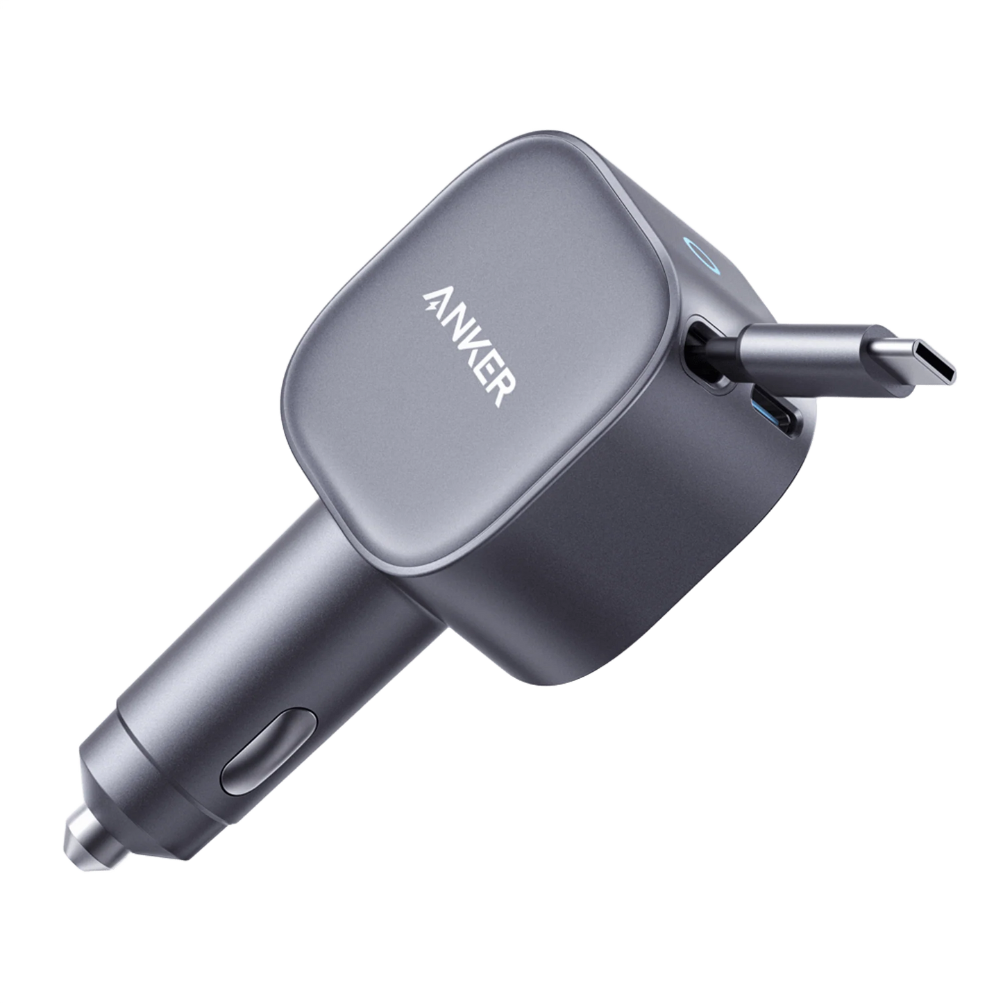Anker Nano 75W car charger A2738 with 45W retractable Type-C cable and 30W USB-C port