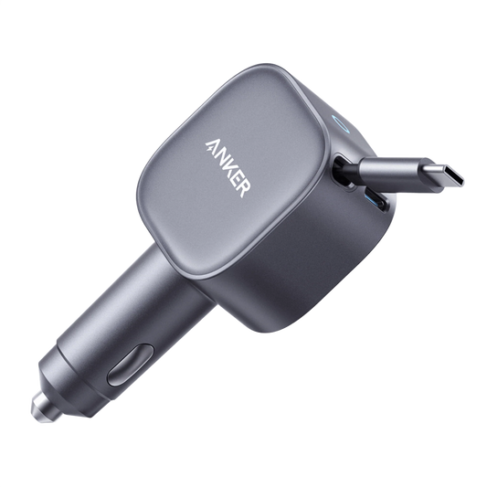 Anker Nano 75W car charger A2738 with 45W retractable Type-C cable and 30W USB-C port