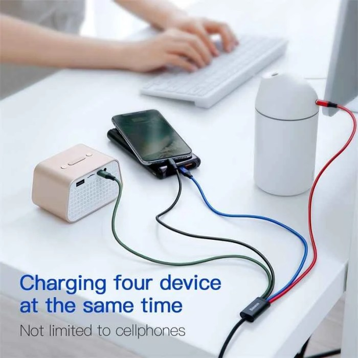 Baseus Fast 4-in-1 Cable For iPhone + Type-C + Micro 3.5A 1.2m Black