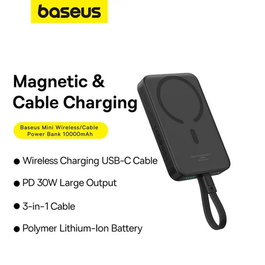 Baseus Magnetic Mini Wireless Fast Charge Power Bank 10000mAh 30W Black