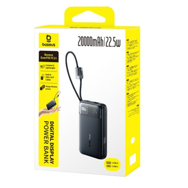 Baseus EnerFill FC11 Digital Display 20000mAh 22.5W Power Bank with Dual Built-in Cables