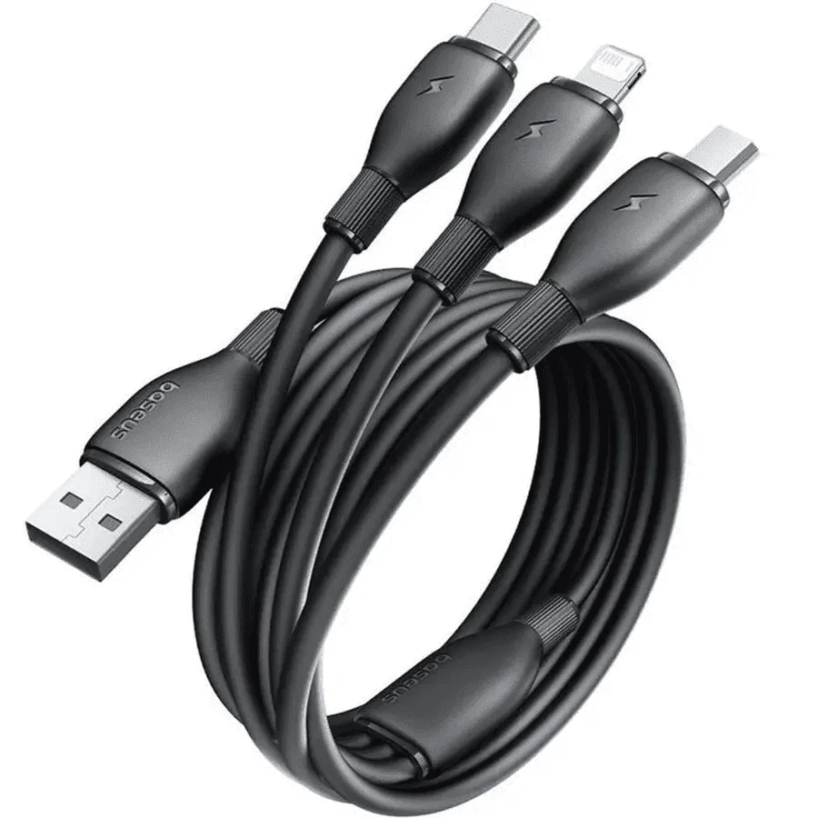 Baseus Ultra-Fast One-for-Three Fast Charging Cable USB-A to M+L+C 3.5A 1.3m Price in Pakistan
