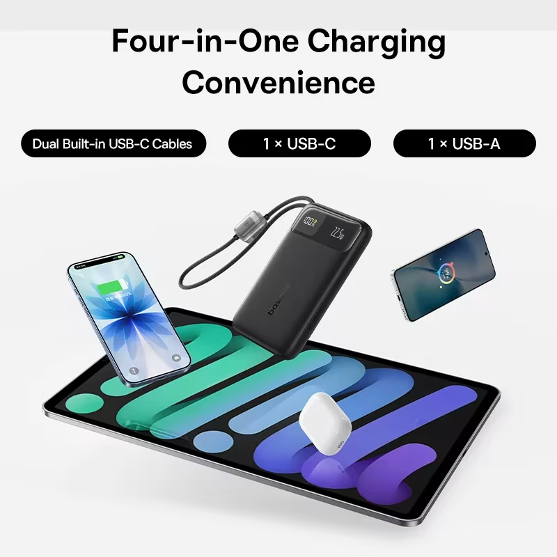 Baseus EnerFill FC11 Digital Display 20000mAh 22.5W Power Bank with Dual Built-in Cables