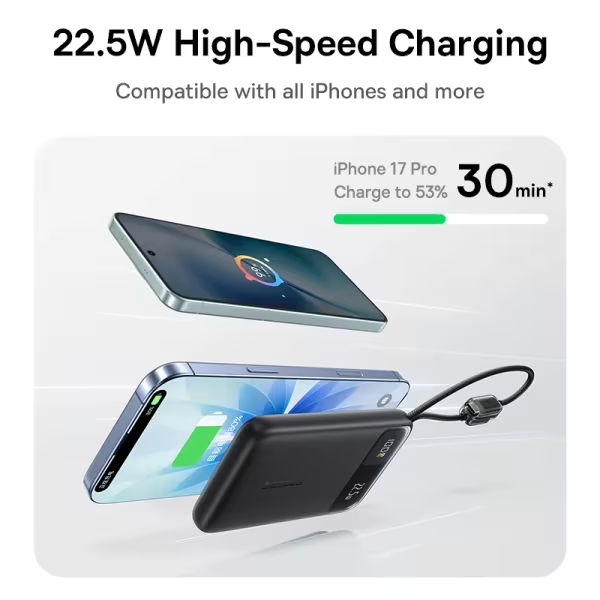 Baseus EnerFill FC11 Digital Display 20000mAh 22.5W Power Bank with Dual Built-in Cables