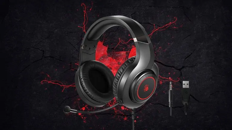 Bloody G200 Neon HiFi Gaming Headphone – 50mm Drivers, 7-Color LED, 3.5mm + USB, Black + Red