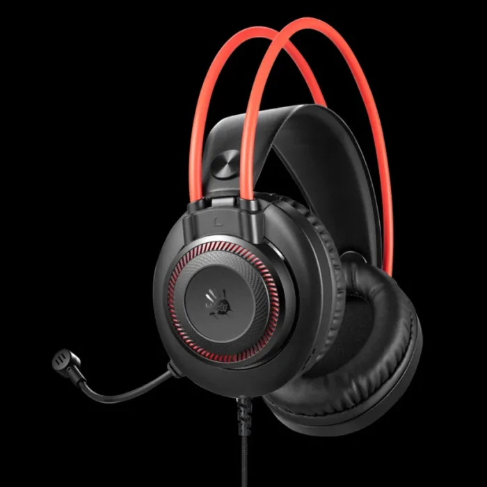 Bloody G200 Neon HiFi Gaming Headphone – 50mm Drivers, 7-Color LED, 3.5mm + USB, Black + Red