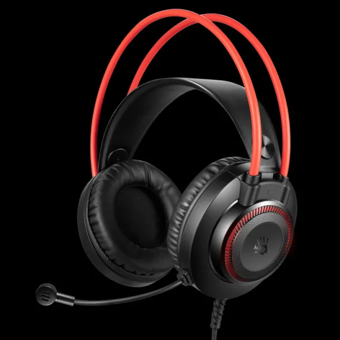Bloody G200 Neon HiFi Gaming Headphone – 50mm Drivers, 7-Color LED, 3.5mm + USB, Black + Red
