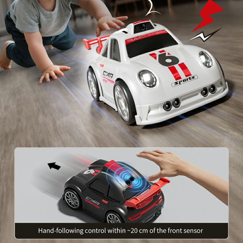 C6 Mini Desktop RC Drift Car with Camera, 2.4-Inch Screen Controller & Music Function – White