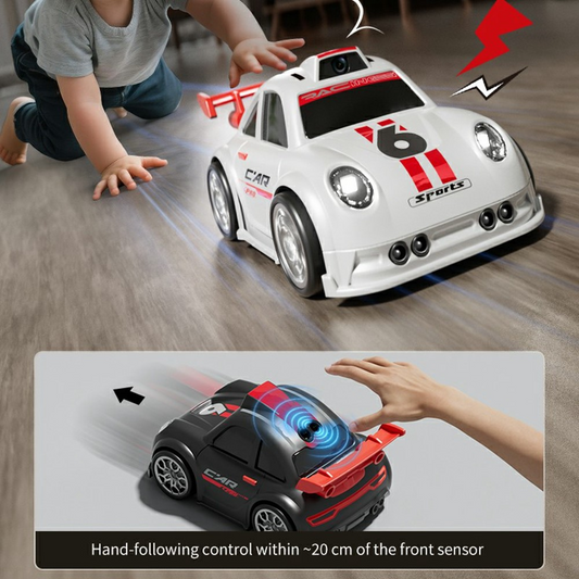 C6 Mini Desktop RC Drift Car with Camera, 2.4-Inch Screen Controller & Music Function – White