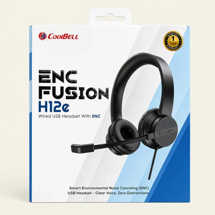CoolBell H12E ENC Fusion USB Headset with Dynamic Microphone – Noise-Cancelling Stereo Headphones