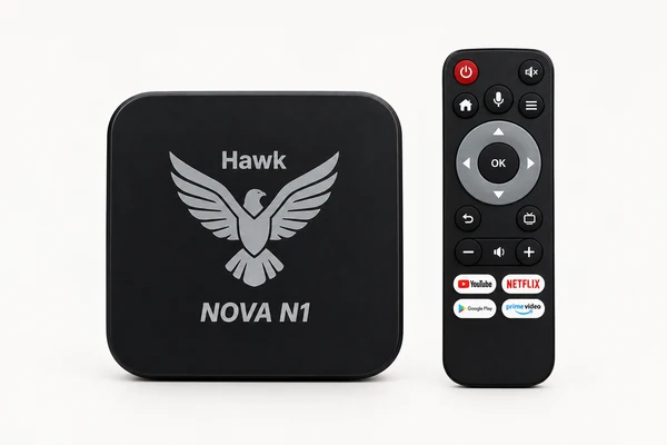 Hawk Nova N1 Smart TV Box 4GB RAM 128GB ROM – 4K Ultra HD Android TV Box with Voice Remote