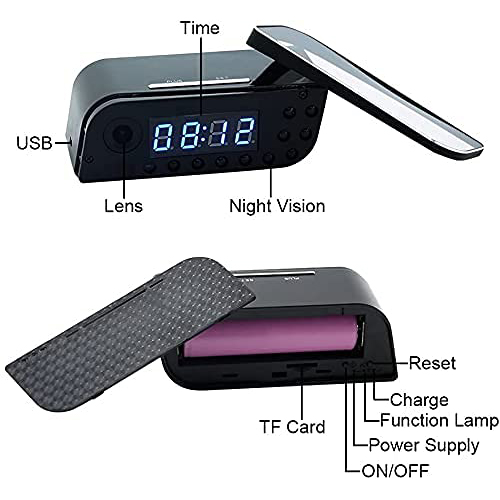 T3 WiFi Table Clock Camera 1080P with Night Vision & Motion Detection