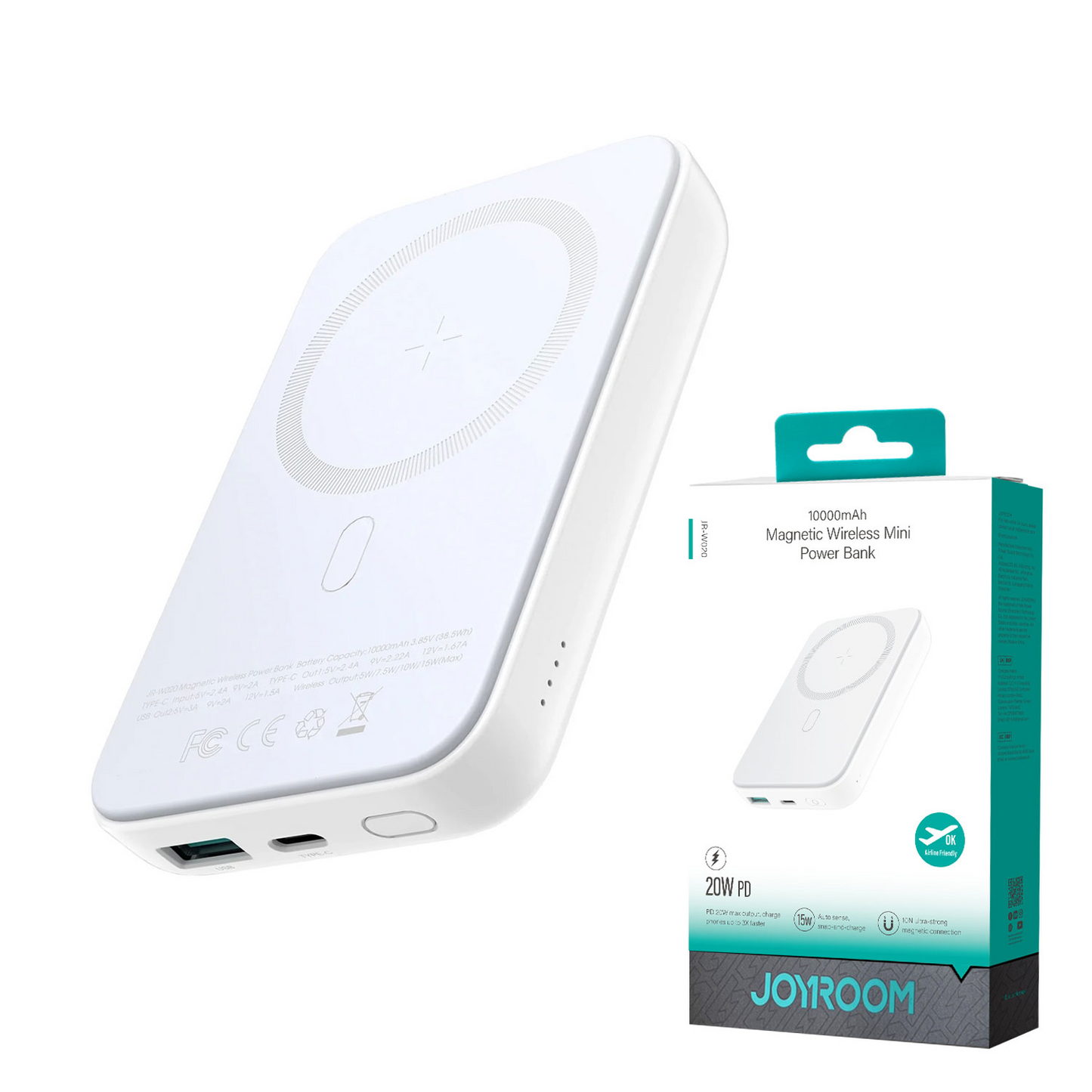 Joyroom JR-W020 10000mAh 20W Magnetic Wireless Power Bank white