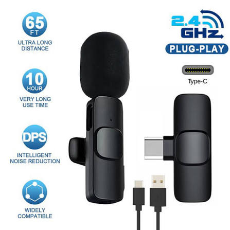 K8 Collar Wireless Microphone Type-C – Noise Reduction, Plug & Play Lavalier Mic