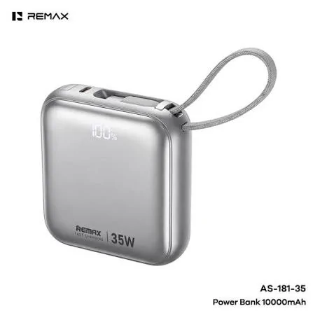 REMAX AS-181-35 10000mAh 35W Fast Charging Power Bank with Built-In Dual Cables