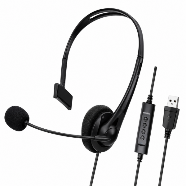 Single-Ear USB Conference & Call Center Headset | Noise-Canceling Mic