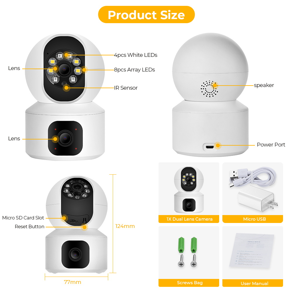 Speed-X N9-2 Smart 4MP Dual Lens WiFi Camera – Auto Tracking & 2-Way Audio