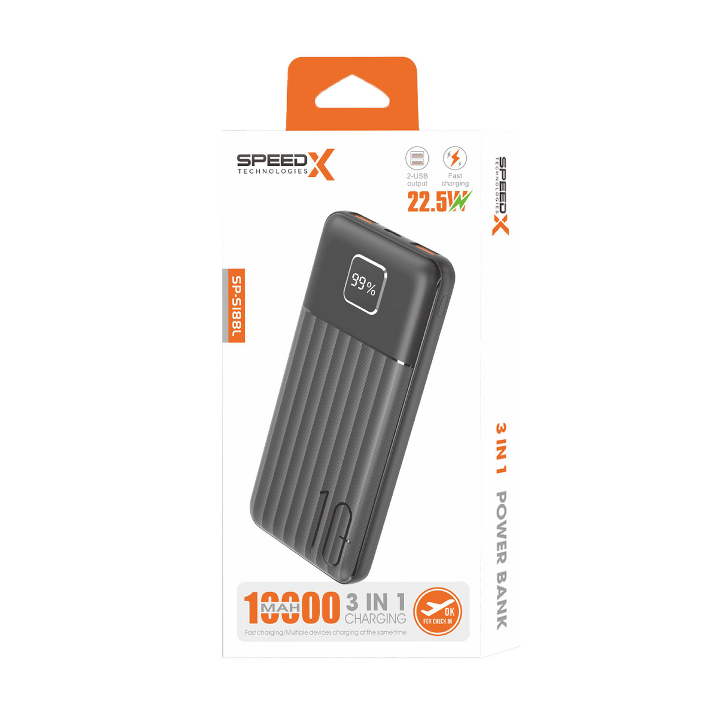 SpeedX SP-S188L 3-in-1 10000mAh 22.5W Fast Charging Power Bank