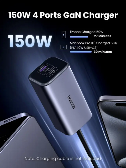 UGREEN 35027 150W USB C Car Charger – 4-Port Fast Car Charger