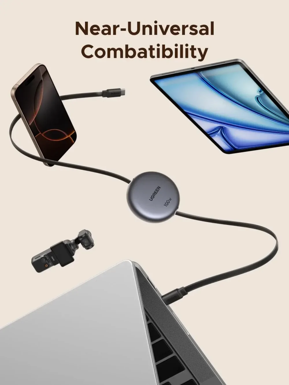 UGREEN Nexode 100W Retractable Type-C Cable 65904 islamabad