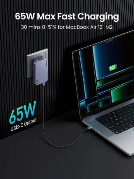 UGREEN Nexode Pro 15816 65W 3-port GaN charger with 2 Type-C and 1 USB-A ports