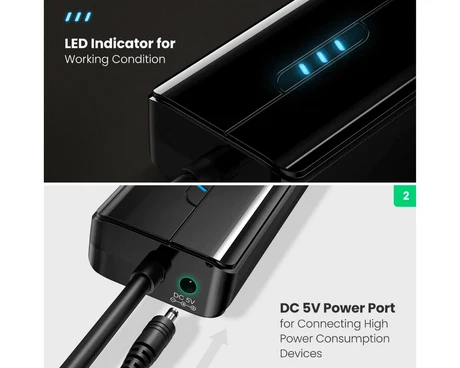UGREEN 20265 USB 3.0 Gigabit Ethernet adapter with 3 USB ports and RJ45