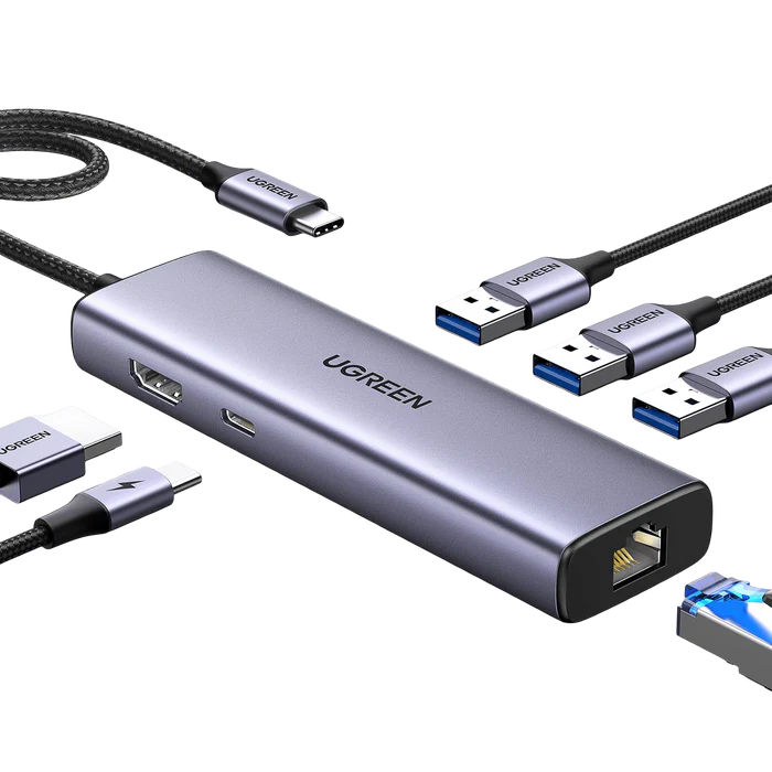 UGREEN 15598 Revodok 1061 6-in-1 Type-C hub 100W PD 4K HDMI Gigabit Ethernet