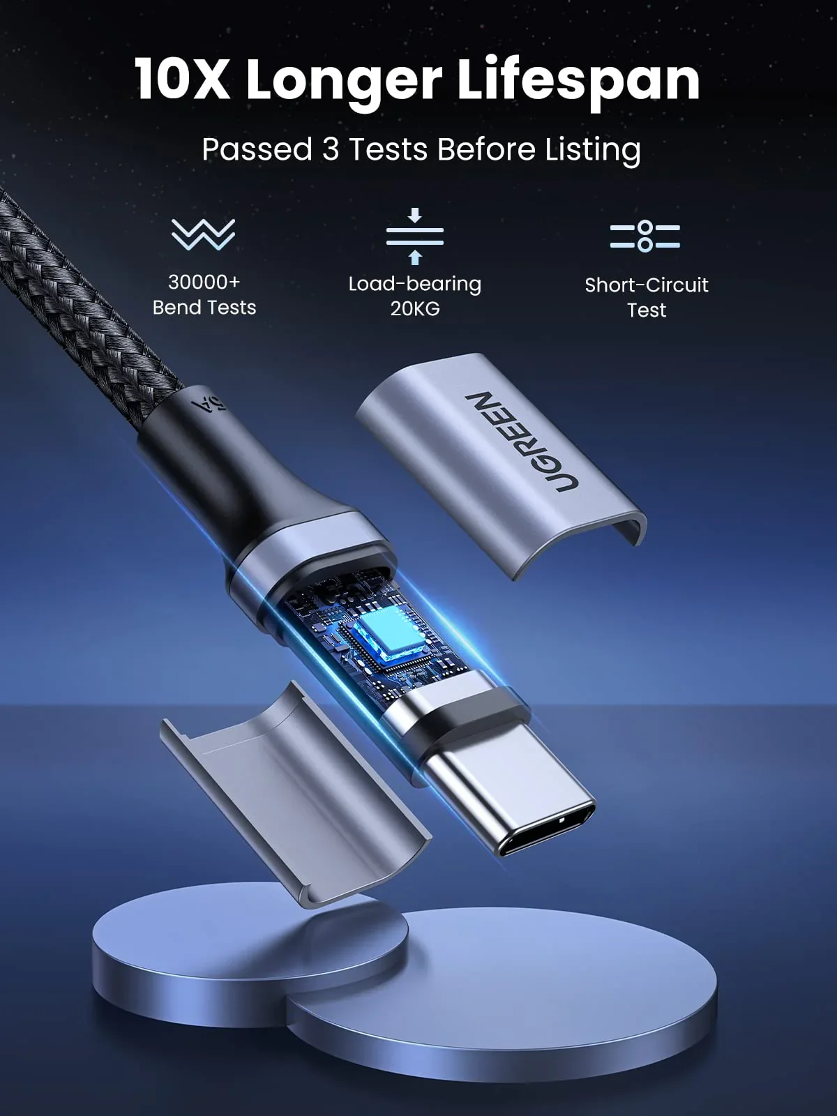 UGREEN 90120 Type-C to Type-C 100W PD fast charging data cable 3M