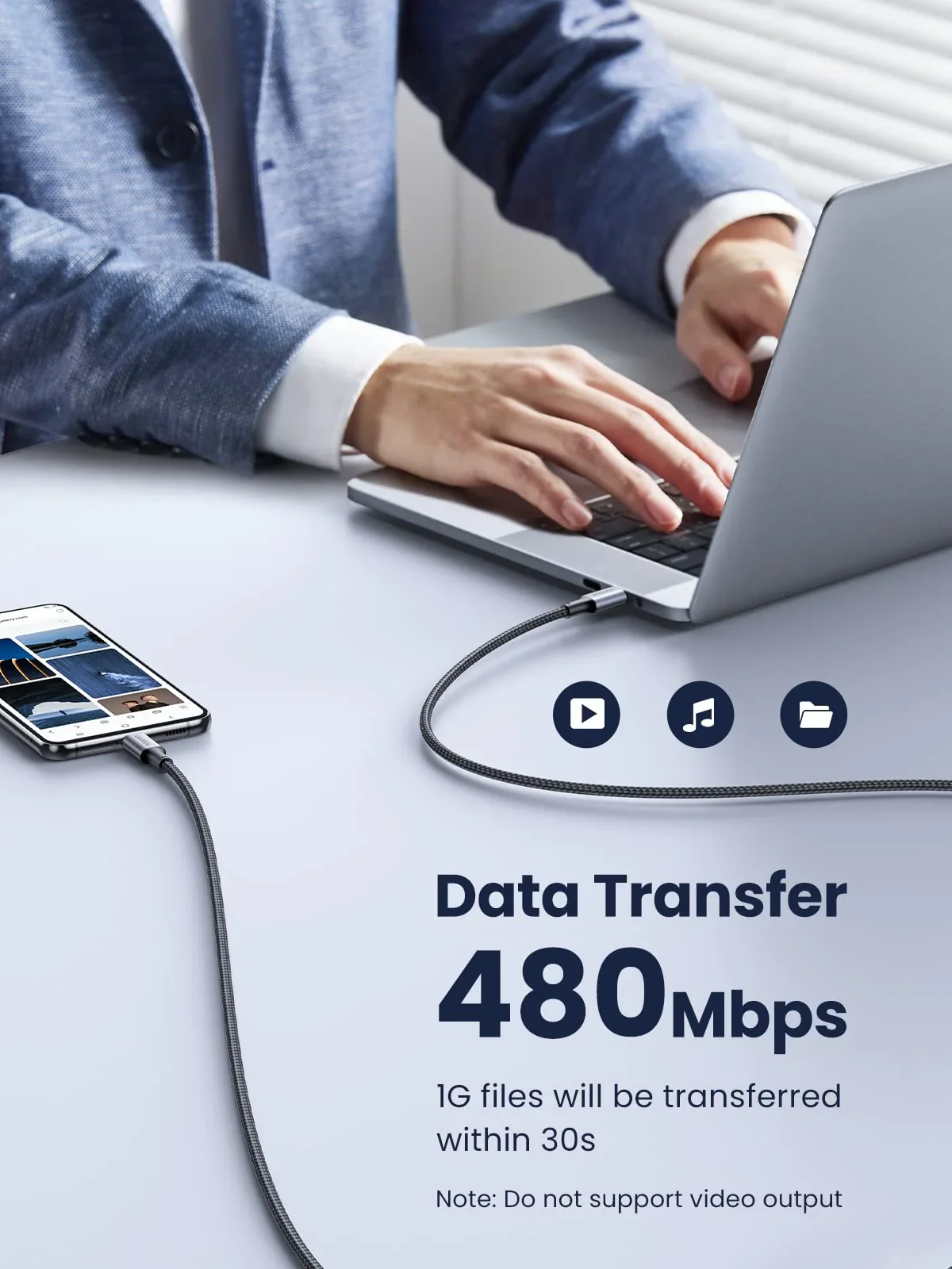 UGREEN 90120 Type-C to Type-C 100W PD fast charging data cable 3M