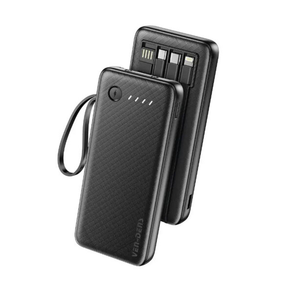 Ven Dens VD-PB058 10000mAh Power Bank – 22.5W Fast Charging with Built-in Type-C & Lightning Cables